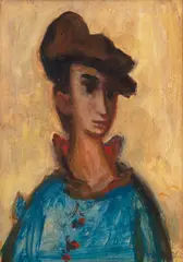 Stanisław Eleszkiewicz, Autoportret, olej, tektura, 22