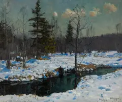 Stanisław Żukowski, Zima w Puszczy Swisłockiej (Pobójka), 1937 r., 1937, olej, płótno