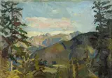 Stanisław Kamocki, Widok na Tatry, olej, tektura