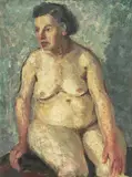 Jan Aniserowicz, Akt brunetki / Martwa natura, olej, płótno