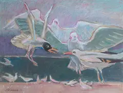 Józefa Wnuk, Głuptaki, 1996, 1996, pastel, gwasz, papier