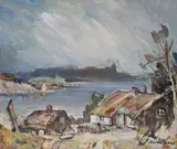 Marian Mokwa, Pejzaż kaszubski, olej, płótno