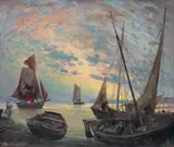 Henryk Baranowski, Zmierzch nad morzem, olej, płótno