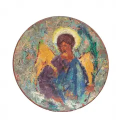 Antoni Suchanek, Talerz, "Anioł", 1975 r., 1975, olej, drewno