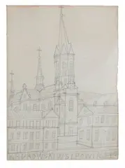 Nikifor Krynicki, Kościół, ołówek, papier, 20