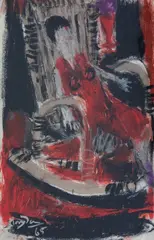 Henryk Hayden, Na bujanym fotelu, 1965 r., 1965, technika mieszana, papier, 20
