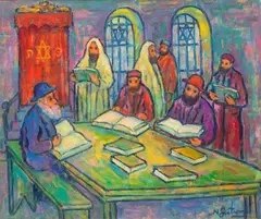 Nathan Gutman, Studia nad Torą, olej, płótno