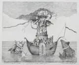 Tomasz Sętowski, Oceaniczna orkiestra, akwaforta, papier, 21