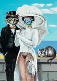 The Krasnals, Mistrz, Małgorzata i Magritte, bez Alicji z Krainy Czarów, 2026, 2026, olej, płótno