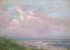 Jan Stanisławski, Dniepr szafirowy z chmurą, olej, tektura