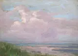 Jan Stanisławski, Dniepr szafirowy z chmurą, olej, tektura
