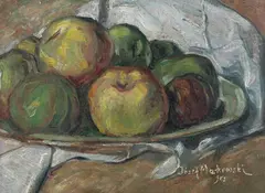 Tadeusz Makowski, Martwa natura z zielonymi jabłkami, 1905, 1905, olej, tektura