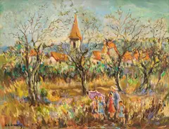 Katarzyna Librowicz, Jesienny spacer, olej, płótno, 50