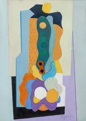 Jozef Popczyk, Kompozycja kubistyczna, gwasz, tektura