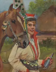 Jerzy Kossak, Drużba krakowski, 1934 r., 1934, olej, płyta