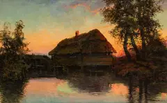 Wiktor Korecki, Widok na młyn wodny, olej, płótno