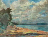 Zdzisław Przebindowski, Na plaży, olej, płótno, 49