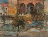 Zdzisław Przebindowski, Widok z Palermo, olej, tektura