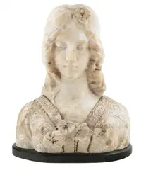 Adolfo Cipriani, Popiersie kobiece, alabaster, polichromowany