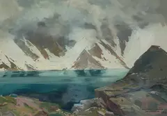 Leszek Stańko, Morskie Oko w Tatrach, 1963 r., 1963, olej, tektura