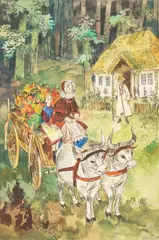 Jan Marcin Szancer, Ilustracja do "Bardzo dziwnych opowieści" Ewy Szelburg-Zarembiny, akwarela, papier