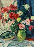 Otto Heinsius, Martwa natura z bukietem kwiatów i miską, 1932 r., 1932, olej, płótno