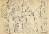 Antoni Uniechowski, Scena rodzajowa, tusz, piórko, papier, 21`x 29
