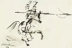 Józef Korolkiewicz, Husarz, 1986 r., 1986, tusz, papier, 19