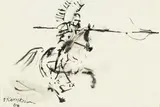 Józef Korolkiewicz, Husarz, 1986 r., 1986, tusz, papier, 19