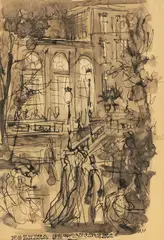 Dolina Szwajcarska by Antoni Uniechowski, tusz, piórko, papier, 28, sold May 2026