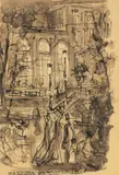 Antoni Uniechowski, Dolina Szwajcarska, tusz, piórko, papier, 28