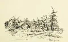 Wiktor Zin, Pejzaż, czarna kredka, papier
