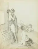Zdzisław Czermański, Na balu / Po balu, ołówek, papier, 36