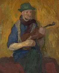 Jan Aniserowicz, Portret grającego mężczyzny / Akt kobiecy, olej, płótno
