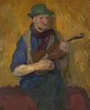 Jan Aniserowicz, Portret grającego mężczyzny / Akt kobiecy, olej, płótno