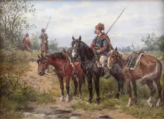 Ludwik Gędłek, Patrol, olej, deska, 15