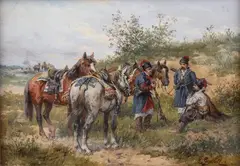 Ludwik Gędłek, Odpoczynek, olej, deska, 15