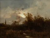 Zygmunt Sidorowicz, O zmierzchu, olej, deska, 14