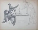 Stanisław Eleszkiewicz, Przy lampie, ołówek, papier