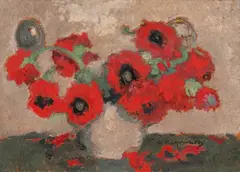 Alfons Karpiński, Maki ogrodowe, olej, tektura