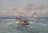 Eugeniusz Dzierżencki, Na morzu, olej, płótno
