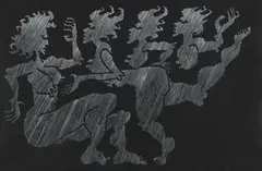 Jan Dobkowski, Z cyklu "UNIVERSUM" CLVIII, 1999, 1999, gwasz, czarny papier, 31