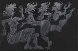Jan Dobkowski, Z cyklu "UNIVERSUM" CLVIII, 1999, 1999, gwasz, czarny papier, 31