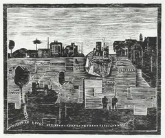 Ryszard Stryjec, Przystań, 1968, 1968, drzeworyt, papier