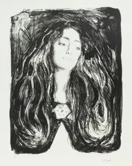 Edvard Munch, Broche Eva Mudocci, litografia, papier Velin Arches