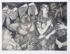 Leszek Rózga, Między niewiastami [wg. Tycjana], 1998, 1998, akwaforta (odbitka próbna I), 29