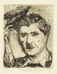 Konrad Srzednicki, Autoportret, sucha igła, papier, 15