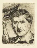 Konrad Srzednicki, Autoportret, sucha igła, papier, 15