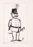 Jerzy Flisak, Generał - służbista, proj. ilustracji do Przygód Dobrego Wojaka Szwejka, l. 60. XX w., tusz, papier