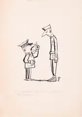 Jerzy Flisak, W wojsku wszyscy są równi..., l. 60. XX w., tusz, papier